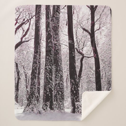 冬の森林の雪景色 シェルパブランケット (正面)