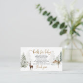 冬の森林の鹿の本ベビーチケット エンクロージャーカード (スタンド正面)