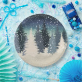 冬の森林はそれが雪が降るようにしました ペーパープレート (パーティー)