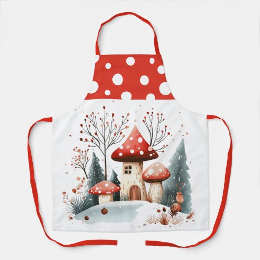 冬の森林キノコ エプロン (正面)