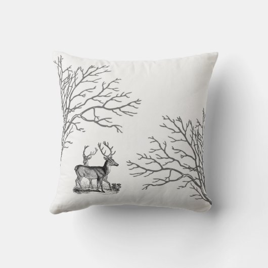 冬の森林クリスマスの枕のシカ クッション (裏面)