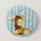 冬の森林シカの森林動物の友人 缶バッジ (正面)