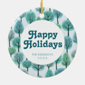 冬の森林パターン セラミックオーナメント (裏面)