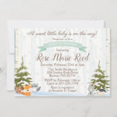 冬の森林動物たち,ワンダーランドのベビーシャワー 招待状 (正面)