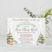 冬の森林動物たち,ワンダーランドのベビーシャワー 招待状 (スタンド正面)