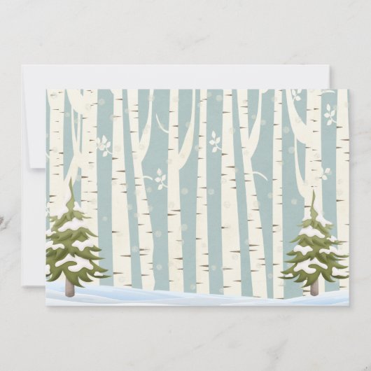 冬の森林動物たち，ワンダーランドのベビーシャワー 招待状 (裏面)