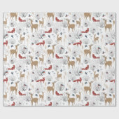 冬の森林動物のクリスマスパターン ラッピングペーパー (フラット)
