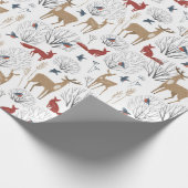 冬の森林動物のクリスマスパターン ラッピングペーパー (角)
