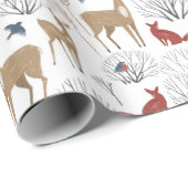 冬の森林動物のクリスマスパターン ラッピングペーパー (ロールコーナー)