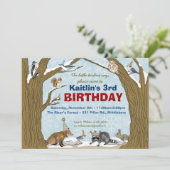 冬の森林動物のパーティの招待状 招待状 (スタンド正面)