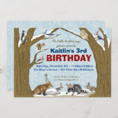 冬の森林動物のパーティの招待状 招待状 (正面/裏面)