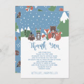 冬の森林動物のベビーシャワーは感謝していしています サンキューカード (正面/裏面)