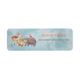 冬の森林動物の森の友人ベビーシャワー ラベル