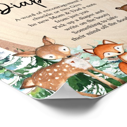 冬の森林動物の森の深夜おむつ ポスター (角)