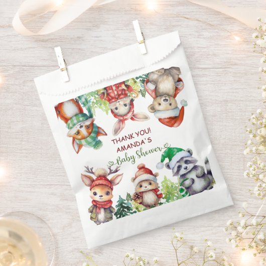 冬の森林動物の赤ちゃんシャワーありがとう フェイバーバッグ (クリップ留めされた状態)