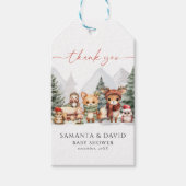 冬の森林動物の赤ちゃんシャワー ギフトタグ (正面)