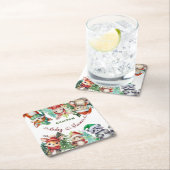 冬の森林動物の赤ちゃんシャワー スクエアペーパーコースター (インサイチュ)