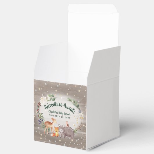 冬の森林動物の赤ちゃんシャワー フェイバーボックス (オープン)