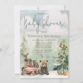 冬の森林動物の赤ちゃんシャワー 招待状 (正面)