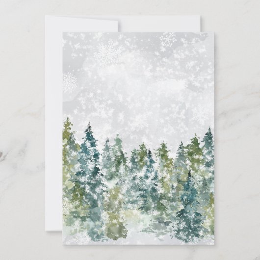 冬の森林動物の赤ちゃんシャワー 招待状 (裏面)