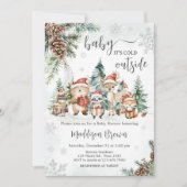 冬の森林動物の赤ちゃんシャワー 招待状 (正面)