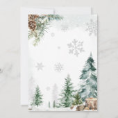 冬の森林動物の赤ちゃんシャワー 招待状 (裏面)