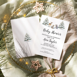 冬の森林動物の赤ちゃんシャワー 招待状