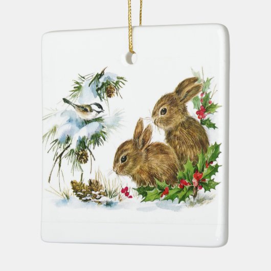 冬の森林動物の陶磁器のオーナメント セラミックオーナメント (左)