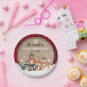 冬の森林動物オンダーランド1歳の誕生日 ペーパープレート (パーティー)