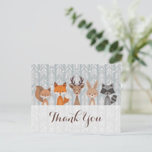 冬の森林動物サンキューカード サンキューカード (スタンド正面)