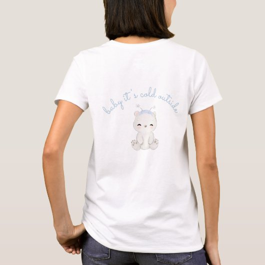 冬の森林北極動物の赤ちゃんシャワー Tシャツ (裏面)