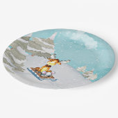 冬の森林友人-動物のイラストレーション ペーパープレート (アングル)