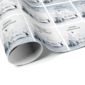 冬の森林地帯と山の雪景色クリスマス ラッピングペーパー (ロールコーナー)