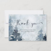 冬の森林外の冷たい赤ちゃんシャワー サンキューカード (正面)