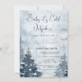 冬の森林外の冷たい赤ちゃんシャワー 招待状 (正面)