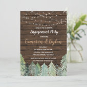 冬の森林文字列ライト婚約の招待 招待状 (スタンド正面)