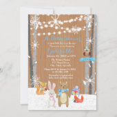 冬の森林森林男の赤ちゃんのシャワーの招待状 招待状 (正面)