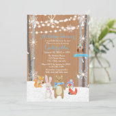 冬の森林森林男の赤ちゃんのシャワーの招待状 招待状 (スタンド正面)