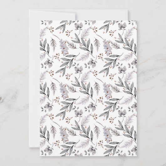 冬の森林紅葉の水彩赤ちゃんシャワー 招待状 (裏面)