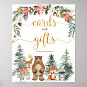 冬の森林赤ちゃんシャワーカードとギフト ポスター (正面)