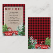 冬の森林赤トラック赤ちゃんシャワー エンクロージャーカード (正面/裏面)