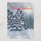 冬の森林雪の松の木を覆った シーズンカード (正面/裏面)