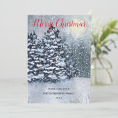 冬の森林雪の松の木を覆った シーズンカード (スタンド正面)