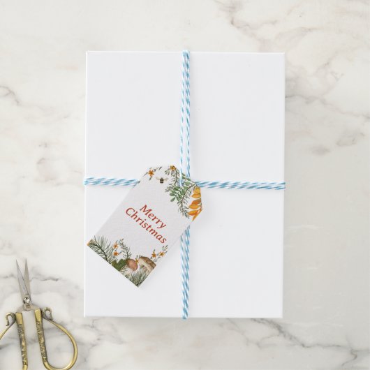 冬の森素朴のキノコのメリークリスマス ギフトタグ (より糸付き)