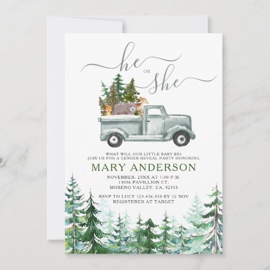 冬の森素朴のジェンダーの招待状 招待状 (正面)