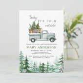 冬の森素朴の動物の赤ちゃんシャワー 招待状 (スタンド正面)