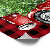 冬の森素朴レッドトラック誕生日へようこそ ポスター (角)