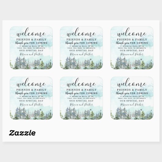 冬の森結婚へようこそ感謝していお願い スクエアシール (シート)