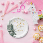 冬の森金ゴールドベビーシャワー外は寒い ペーパープレート (パーティー)