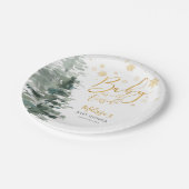 冬の森金ゴールドベビーシャワー外は寒い ペーパープレート (アングル)